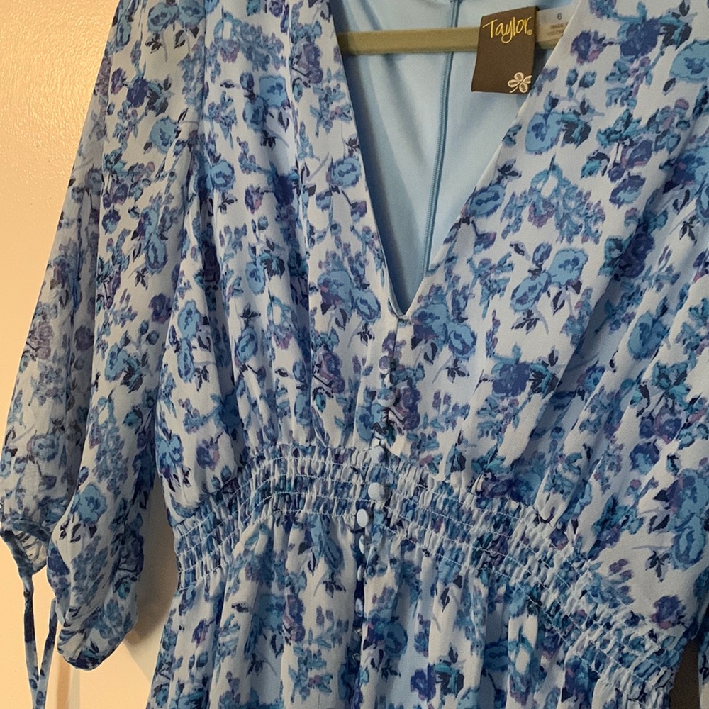 Taylor Brand Blue Floral Dress